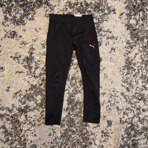 Puma Girls’ Active Logo Leggings | Size 5 | Black & Pink